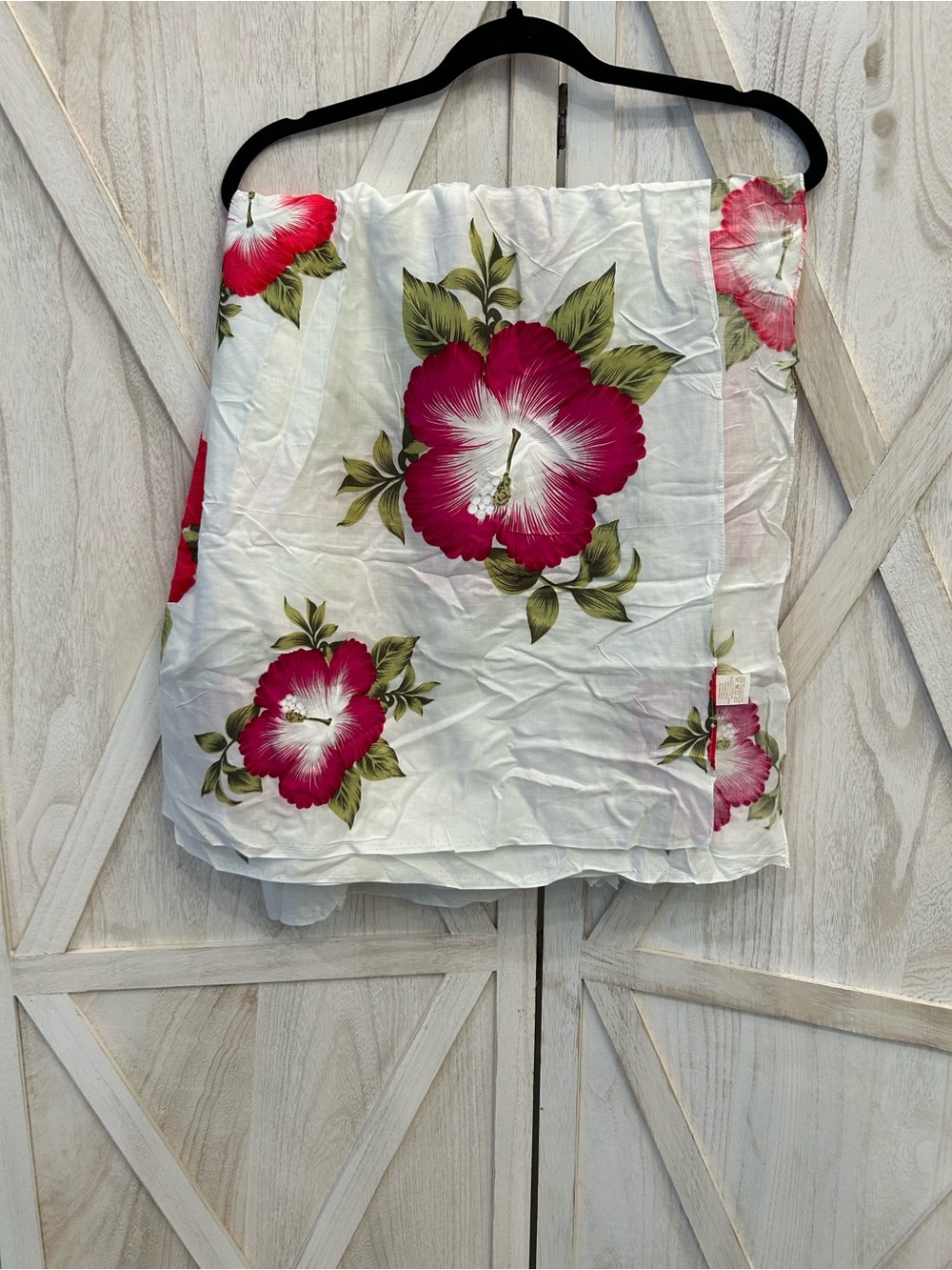 Women’s White Swim Sarong with Pink Floral Print